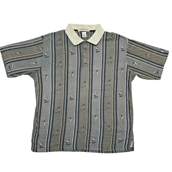 GRAND SLAM all over print aop golfer golf polo shirt LARGE tag vtg 90s golf prep - Picture 1 of 9